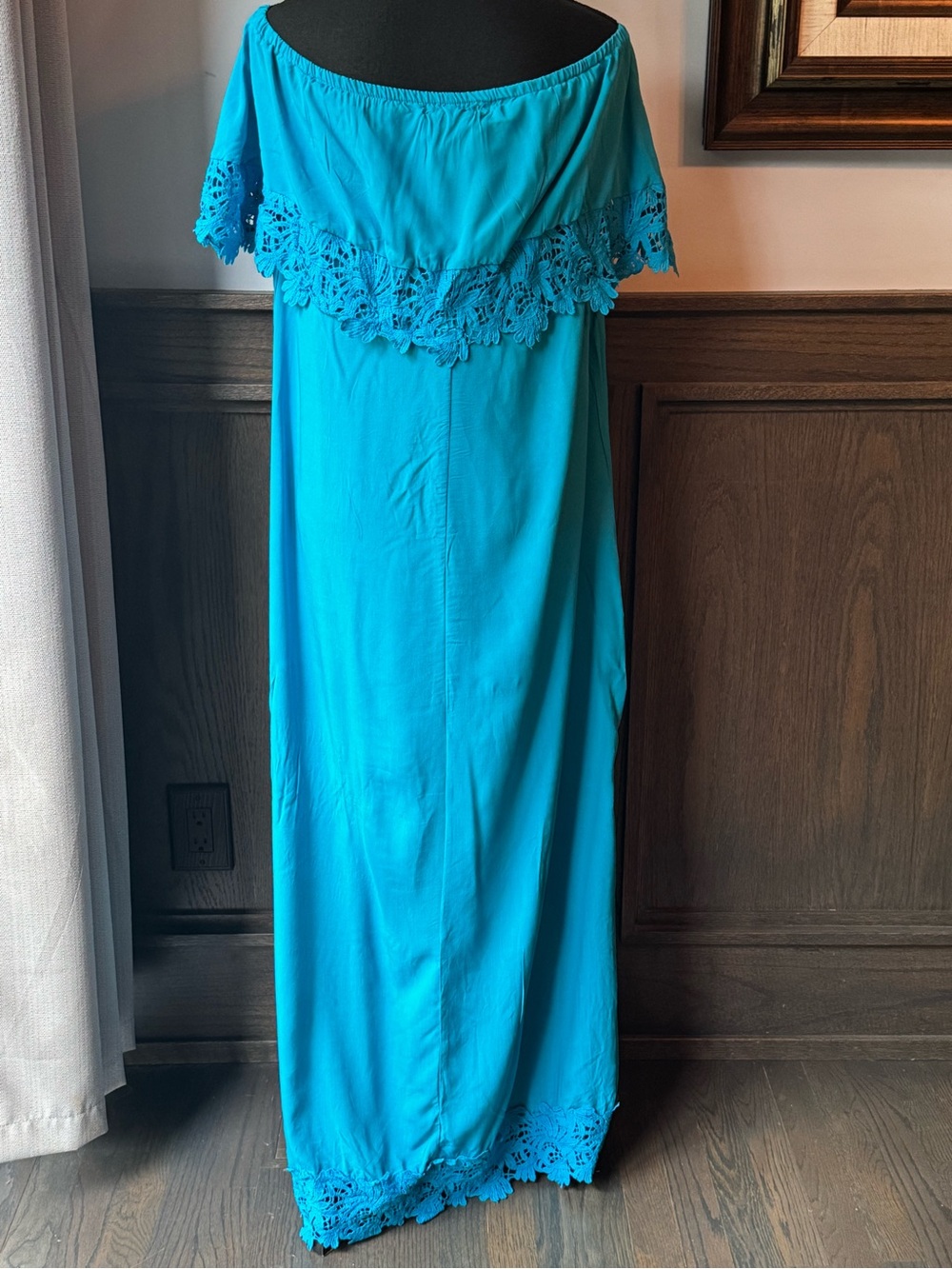 Sisjuly Teal Off-Shoulder Maxi Dress - Picture 4 of 7